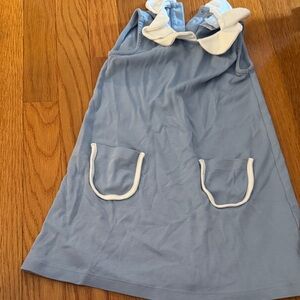 Bella Bliss Blue Pima Sleeveless Dress with White Trim